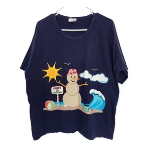 Bobbie Brooks Woman Novelty T Shirt Sandy The Sandman‎ Graphic Navy Blue Vintage
